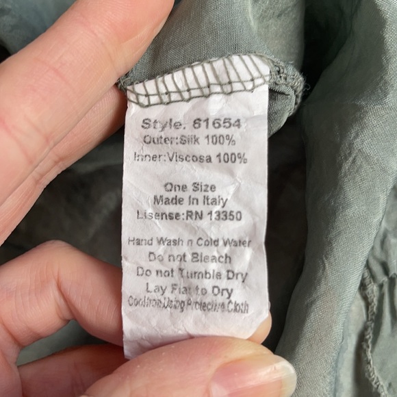 Size S/M - 100% silk long sleeve grey blue silk blouse, made in Italy - Picture 3 of 7